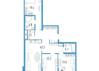 3-комнатная квартира на продажу, 100.4 м2, Санкт-Петербург, бульвар Александра Грина, 2к1, бульвар Александра Грина