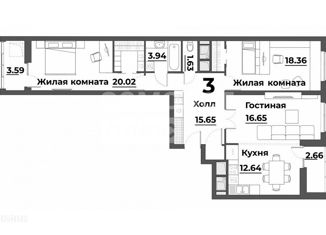 Трехкомнатная квартира на продажу, 88.9 м2, Пенза, улица Лозицкой, 1А, Октябрьский район