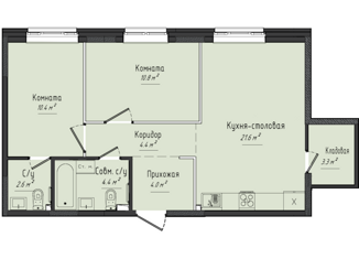 Продаю двухкомнатную квартиру, 61.5 м2, село Завьялово, Гольянская улица, 1Б