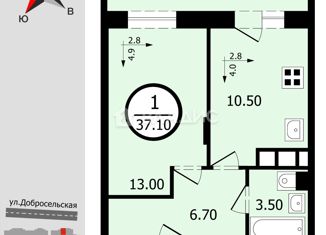 Продажа однокомнатной квартиры, 38 м2, Владимир, Добросельская улица, 188Бк1, Фрунзенский район