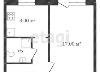 Продаю 1-ком. квартиру, 33.4 м2, деревня Кузнечиха, Центральная улица, 33