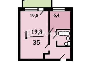 Однокомнатная квартира на продажу, 35 м2, Москва, Ельнинская улица, 15, район Кунцево