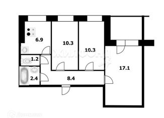 Продажа 3-комнатной квартиры, 56.9 м2, Новосибирск, Кировский район, улица Зорге, 197