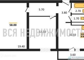 Продаю 2-ком. квартиру, 58 м2, хутор Ветряк, Выборская улица, 12