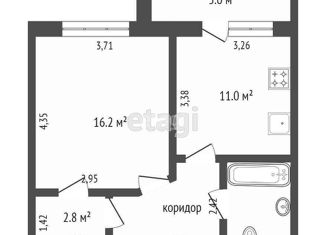 Продам 1-комнатную квартиру, 41.3 м2, деревня Дударева, Академический проезд, 9