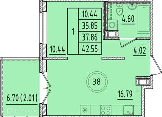 Продам 1-комнатную квартиру, 35.85 м2, Санкт-Петербург, Образцовая улица, 6к1