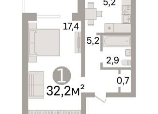 Продается 1-комнатная квартира, 32.2 м2, Новосибирск, улица Зорге, 241