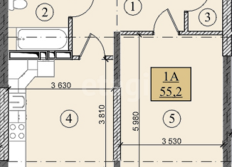 Продаю 1-ком. квартиру, 55.2 м2, Грозный, улица Шейха Али Митаева, 17, Ленинский район