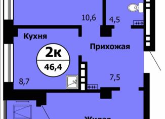 Продам 2-ком. квартиру, 46.4 м2, Красноярский край, Лесопарковая улица, 47