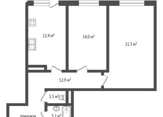 Продажа 2-комнатной квартиры, 65.7 м2, Краснодар, улица Академика Фёдорова, 9, ЖК Лиговский