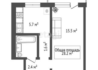 Продажа однокомнатной квартиры, 28.2 м2, Новосибирск, улица Кошурникова, 13, метро Берёзовая роща