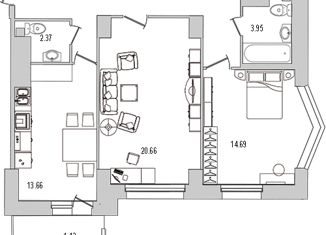 Продаю 2-комнатную квартиру, 76.8 м2, Санкт-Петербург, улица Руднева, 18, ЖК Шекспир