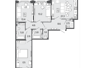 Продается 3-комнатная квартира, 94.7 м2, Санкт-Петербург, 11-я Красноармейская улица, 11, 11-я Красноармейская улица