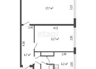 Продам двухкомнатную квартиру, 45.7 м2, Санкт-Петербург, Аэродромная улица, 7к1, метро Пионерская