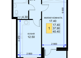 Продаю однокомнатную квартиру, 40.4 м2, поселок Южный, Дозорная улица, 3Н