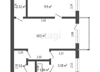 Продажа 2-ком. квартиры, 41.8 м2, посёлок городского типа Водный, улица Гагарина, 18