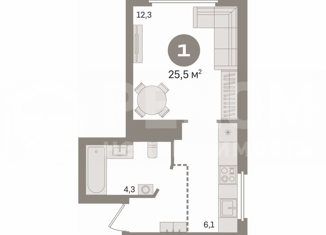 Продается квартира студия, 17.2 м2, Тюмень, Тальниковая улица, 7, ЖК Дебют