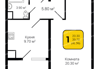 Продажа 1-комнатной квартиры, 40 м2, село Александровка, Первоцветная улица, 1