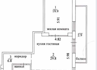 Двухкомнатная квартира на продажу, 77 м2, Тольятти, Московский проспект, 62, ЖК Проспект Московский