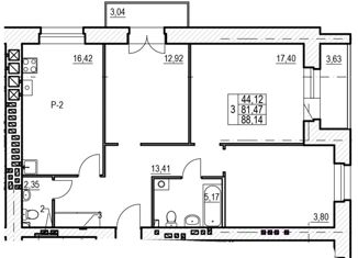 Продается 3-ком. квартира, 88.14 м2, деревня Полесье, 1-й Сиреневый проезд, 46