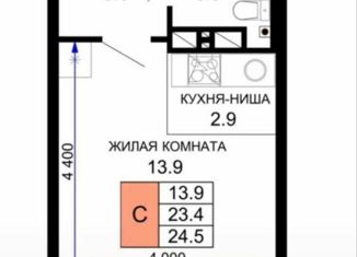 Продаю 1-комнатную квартиру, 23 м2, Краснодар, улица Лётчика Позднякова, 2к15