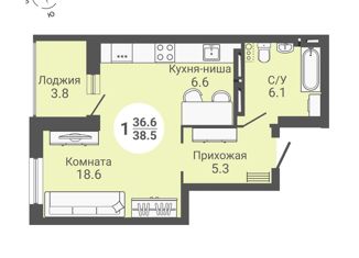 Продажа квартиры студии, 38.5 м2, Новосибирск, улица Петухова, 168с, метро Октябрьская