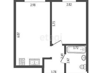 Продажа 1-ком. квартиры, 34.4 м2, Тюмень, улица Николая Ростовцева, 24, ЖК Видный