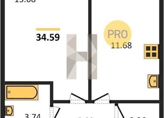 Продается 1-комнатная квартира, 34.6 м2, Казань, ЖК Лето