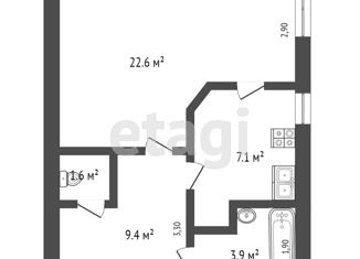 Продаю 1-ком. квартиру, 43.9 м2, Тюменская область, Таёжная улица, 19В