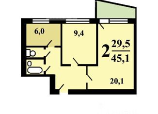 Продам 2-ком. квартиру, 45 м2, Москва, улица Цюрупы, 7к1, метро Новые Черёмушки