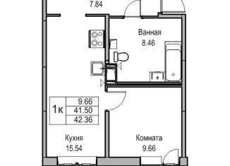 Продается 1-ком. квартира, 42.1 м2, Санкт-Петербург, Ивинская улица, 19к1