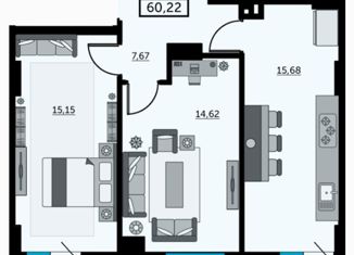 2-ком. квартира на продажу, 66 м2, Ростов-на-Дону, улица Ларина, 45с6, ЖК Сердце Ростова 2