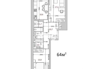 Продается 2-ком. квартира, 63 м2, Тюмень, улица Ветеранов Труда, 9А, ЖК На Ватутина