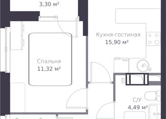 Продам однокомнатную квартиру, 41.5 м2, Сертолово