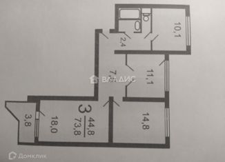 Продаю трехкомнатную квартиру, 74.4 м2, Москва, Братиславская улица, 19к1, метро Братиславская