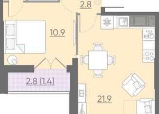 Продается 1-комнатная квартира, 41.09 м2, Санкт-Петербург, улица Дыбенко, 2, ЖК Цивилизация на Неве