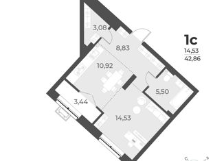 Продажа 1-ком. квартиры, 42.9 м2, СНТ Медик-7, 1-я улица, 1/51