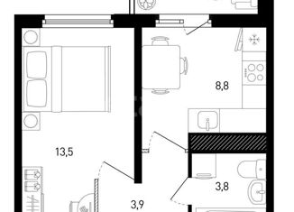 Продажа 1-ком. квартиры, 30.1 м2, Ростов-на-Дону, проспект Солженицына, 15/1с1