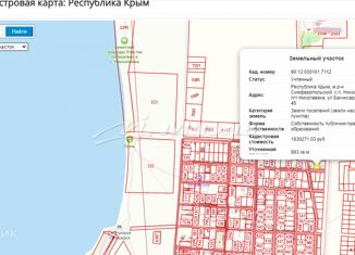 Продажа земельного участка, 8.83 сот., поселок городского типа Николаевка, Бахчисарайская улица, 45