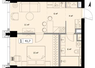 Продажа однокомнатной квартиры, 41.7 м2, Москва, 4-я улица Марьиной Рощи, 12к1, ЖК Мод