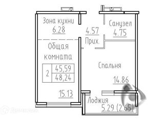 Продам двухкомнатную квартиру, 48.2 м2, посёлок Элитный, Венская улица, 12