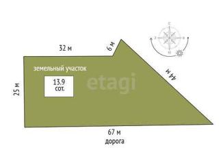 Земельный участок на продажу, 13.9 сот., село Горьковка, Сибирская улица