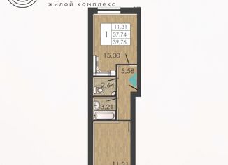 Продаю 1-ком. квартиру, 39.76 м2, Пермь, улица Борцов Революции, 1Ак6, Ленинский район