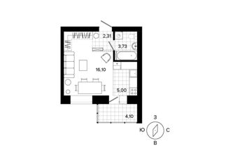 Однокомнатная квартира на продажу, 26.9 м2, Берёзовский, ЖК Уют-Сити, Гвардейская улица, 3