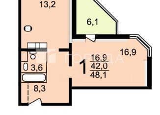 Продажа 1-ком. квартиры, 42 м2, Московский, Радужная улица, 4, ЖК Град Московский