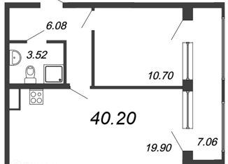 Продаю 1-ком. квартиру, 40 м2, Санкт-Петербург, Московское шоссе, 3к5, ЖК Неопарк