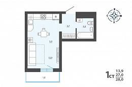 Продам квартиру студию, 28 м2, Воронеж, ЖК Новое Подгорное, улица Серафима Саровского, 179