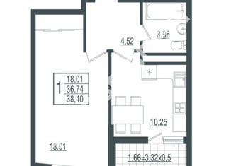 Продается 1-ком. квартира, 38.4 м2, Краснодар, улица Красных Партизан, 4/15, микрорайон Микрохирургии глаза