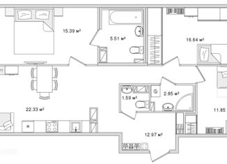 Трехкомнатная квартира на продажу, 92.31 м2, Санкт-Петербург, Белоостровская улица, 10к1, метро Лесная