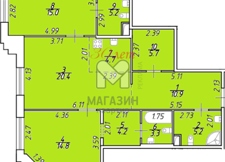 Продается 2-комнатная квартира, 89.4 м2, Санкт-Петербург, проспект Шаумяна, 14, ЖК Альтер
